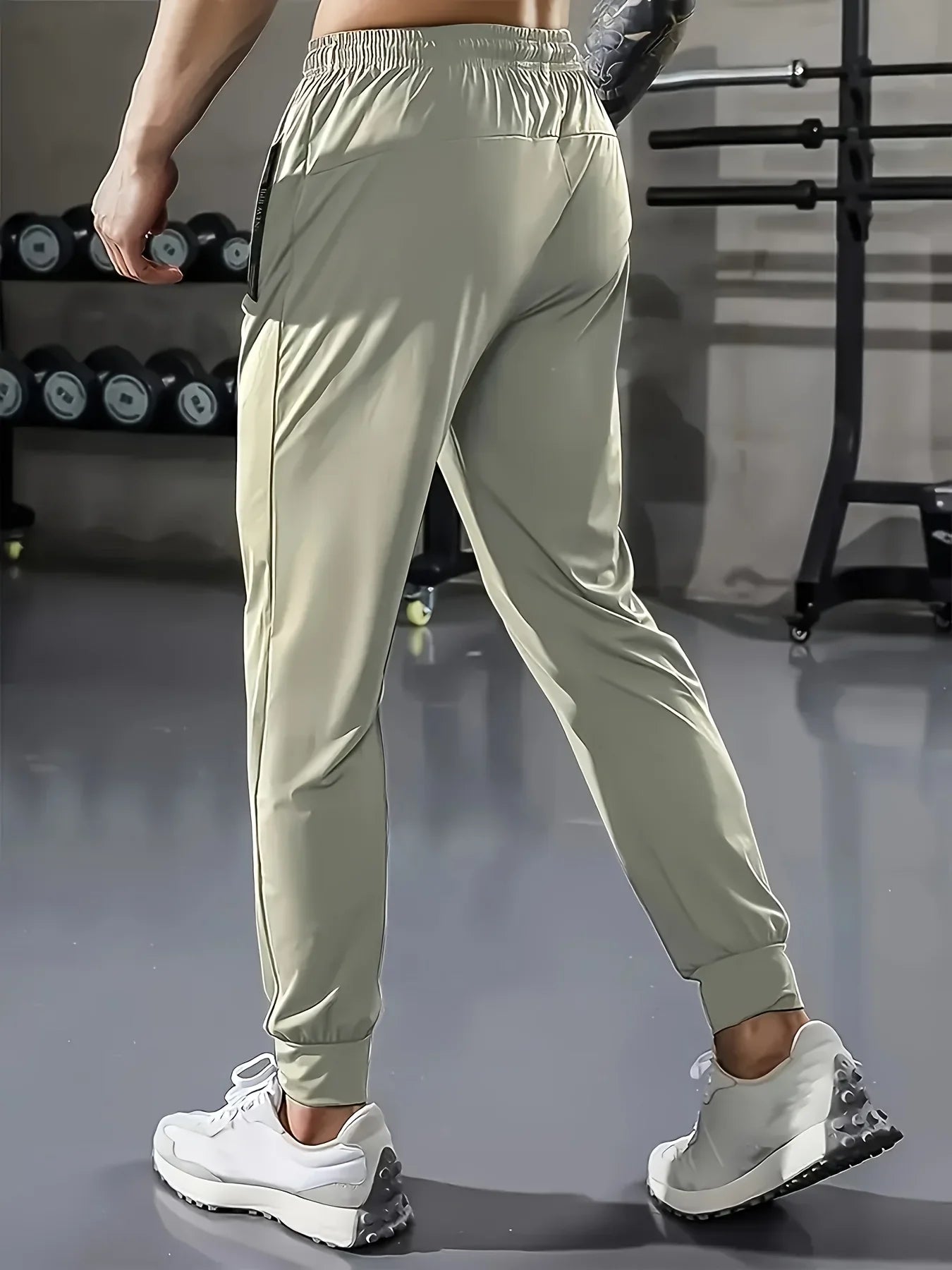 Summer Clothes Football Men's Ice Silk High Elastic Breathable Trousers With Drawstring Zipper Pockets Casual Sports Trousers