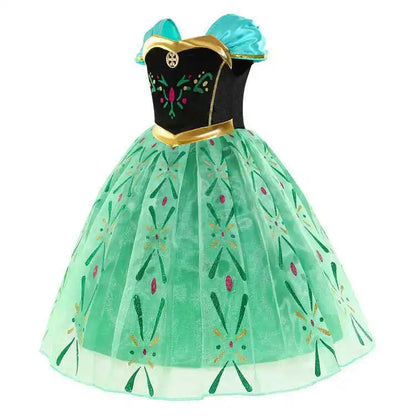 Snow Queen Illuminating  Anna Princess Ball Gown Fancy Green Floral Dress Halloween Glowing Anna Costume Birthday Elsa Party