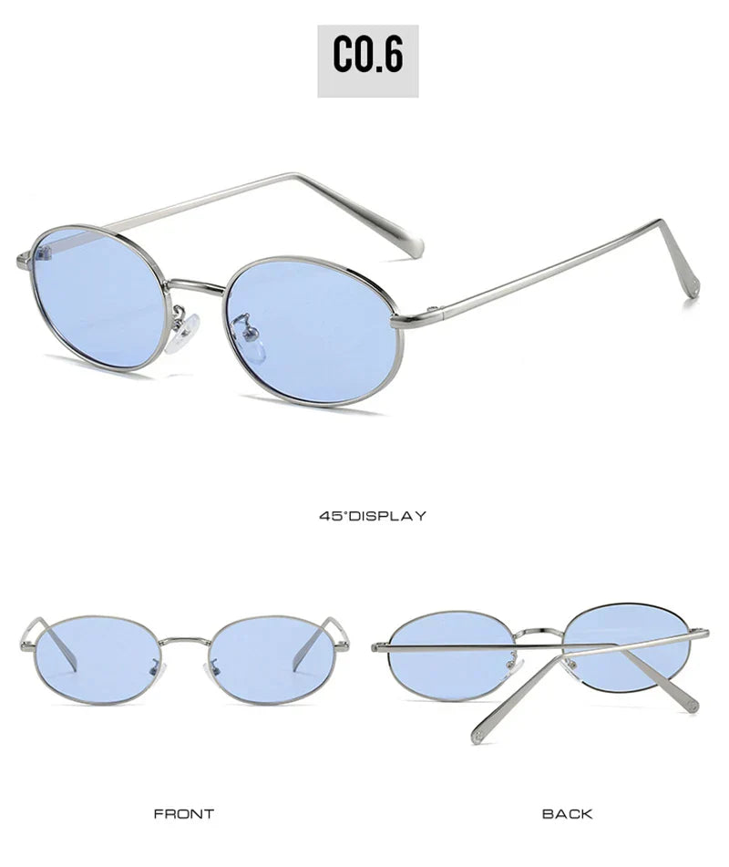 Retro Small Oval Metal Frame Women Sunglasses UV400 Men Punk Sun Glasses