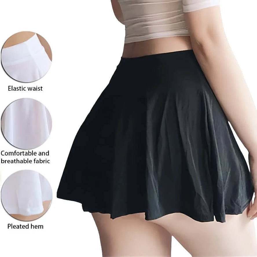 Korean Japan Girls Style Fashion Pleated Mini Skirts XL High Waist Black White A Line Short Skirt for Women Christmas