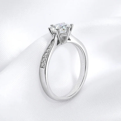 Real 0.3-3CT Moissanite Wedding Ring for Women Sterling Silver Round Brilliant Diamond Solitaire Engagement Rings Gift