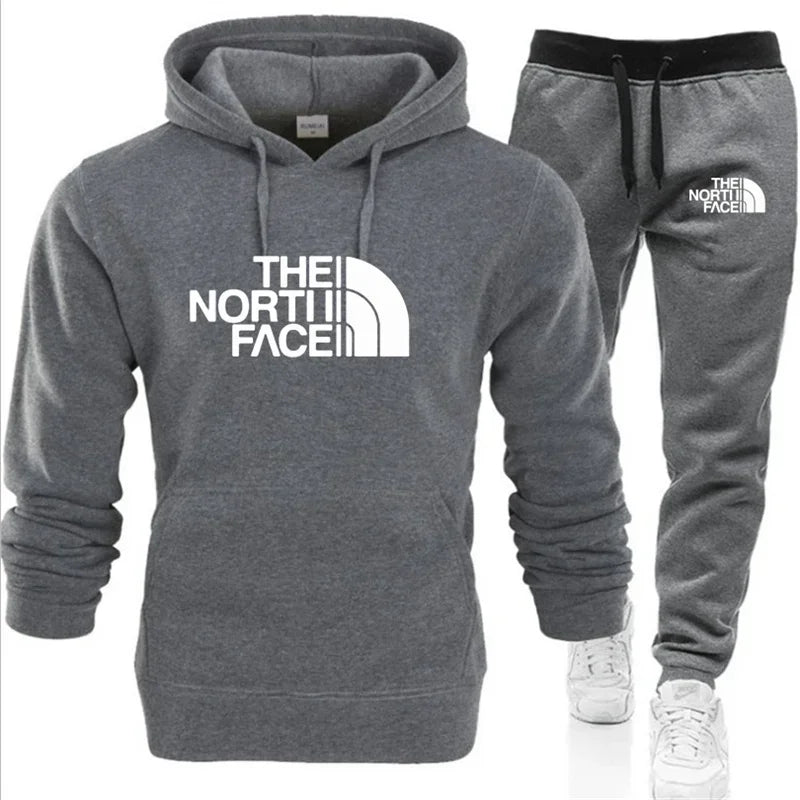 26 Men's Autumn_Winter Fashion Printed Casual Two Piece Hooded Sports Shirt and Pocket Pants Regular Fit Outdoor Sports Set