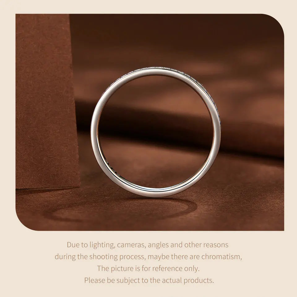 Moissanite Wedding Band 925 Sterling Silver Eternity Rings Platinum Plated Lab Created Diamond Stackable Ring for Women