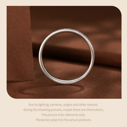 Moissanite Wedding Band 925 Sterling Silver Eternity Rings Platinum Plated Lab Created Diamond Stackable Ring for Women