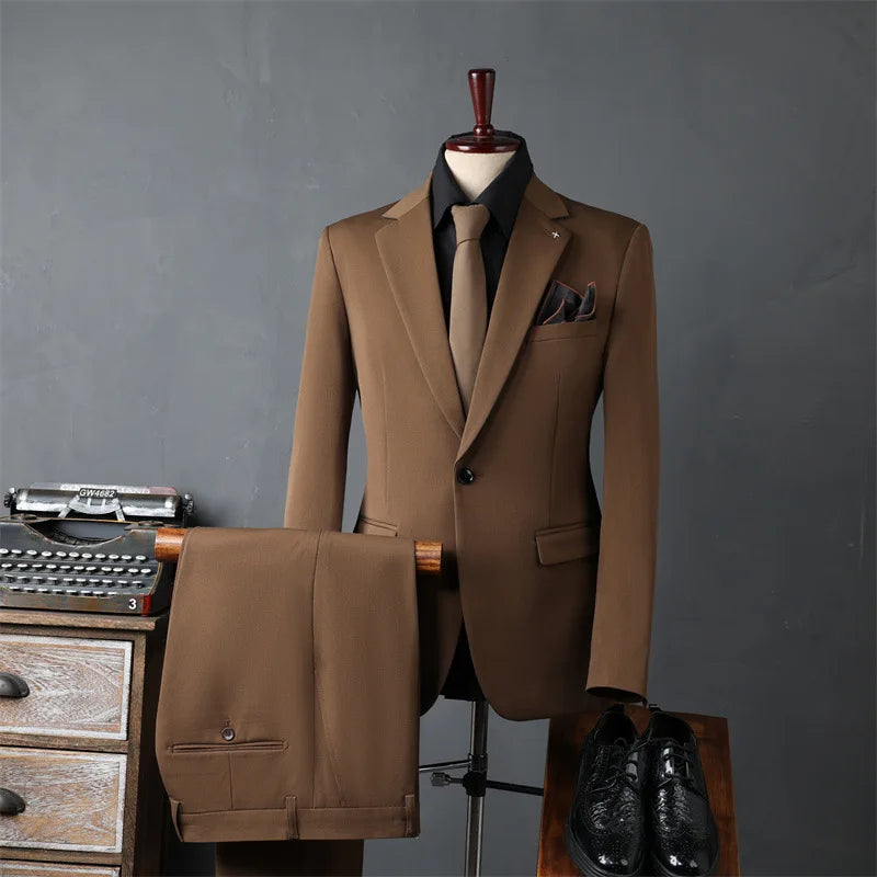 Classic Men Suit Sets Wedding Banquet Groomsman Slim Fit Blazer Pants Two Pieces Formal Activities Male Business Costumes