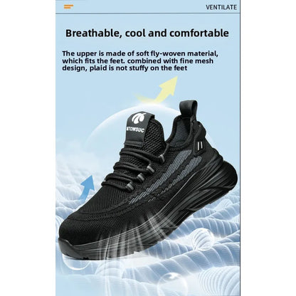 Men's Summer Labor Protection Shoes Insulated Anti-Smashing Anti-Piercing Steel Toe Caps Safety Comfortable Work Footwear