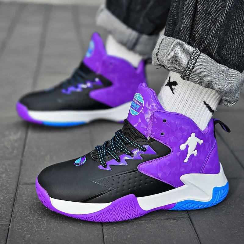 Fashion Basketball Shoes for Kids High-top Sneakers Children Casual Sports Shoes Ankle-protected Anti-slippery Gym Trainers Boys