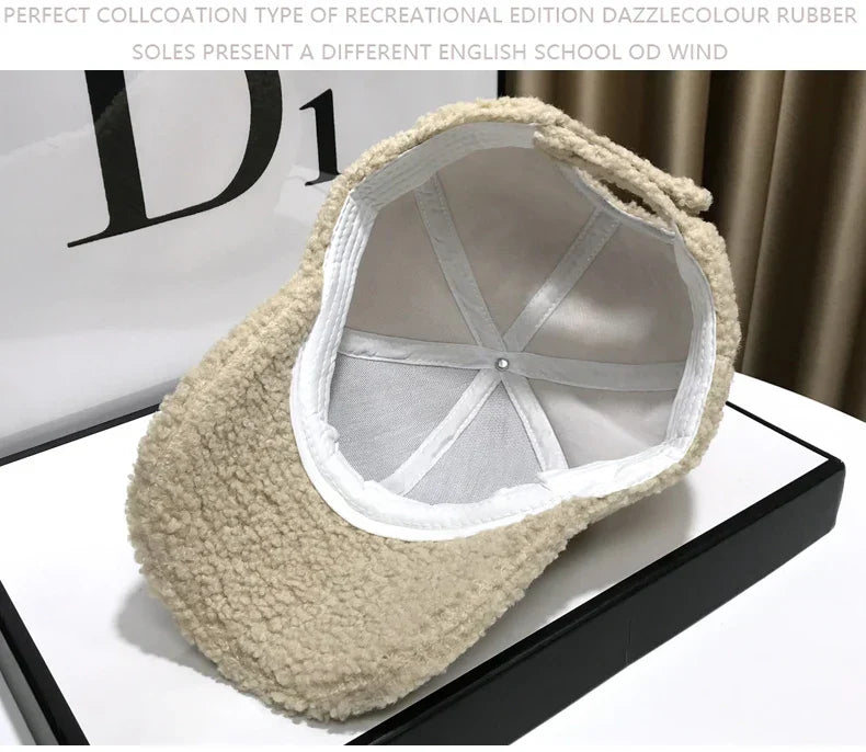 Winter Hats For Women Baseball Caps Plush Thickened Warm Baseball Cap Female Casual Solid Color Fashion Design Outdoor