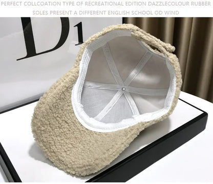 Winter Hats For Women Baseball Caps Plush Thickened Warm Baseball Cap Female Casual Solid Color Fashion Design Outdoor