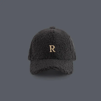 Baseball Cap Winter Hats For Women Men Unisex Letter Metal Logo Imitation Cashmere Keep Warm Simple Casual Winter Cap New Velvet
