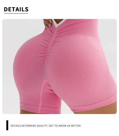 Summer Seamless Yoga Jumpsuit Women Gym Set Spaghetti Strap Leisure Workout Gym Shorts Padded Bra One-piece Fitness Bodysuits