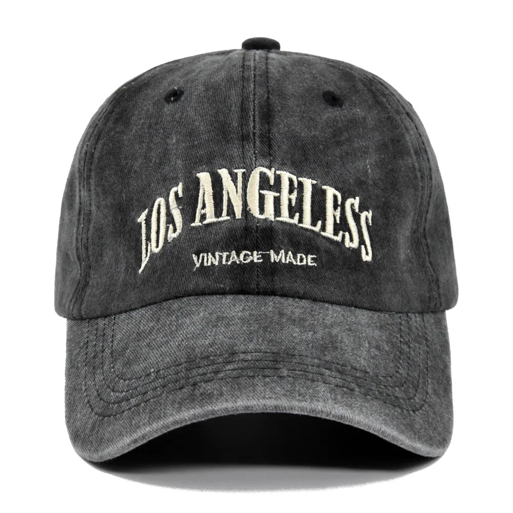 Los Angeles Baseball Cap Men Women Letter Embroidered Hip Hop Hats Vintage Wash Cotton Soft Top Sun Visor Hats Unisex Casual Cap