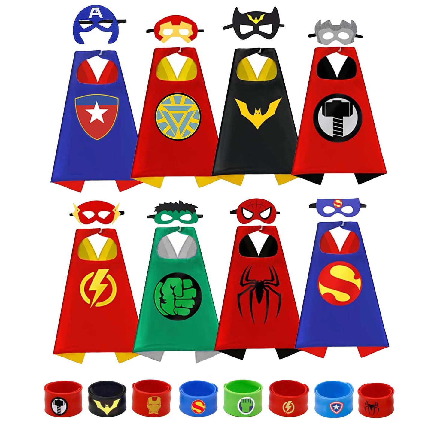 8 sets Superhero Capes for Kids Cool Halloween Costume Cosplay Festival Party Supplies Favors Dress Up for 3-12 Year Old boys