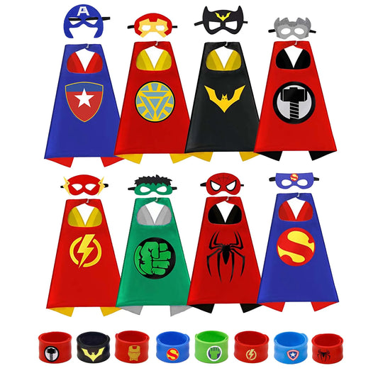 8 sets Superhero Capes for Kids Cool Halloween Costume Cosplay Festival Party Supplies Favors Dress Up for 3-12 Year Old boys