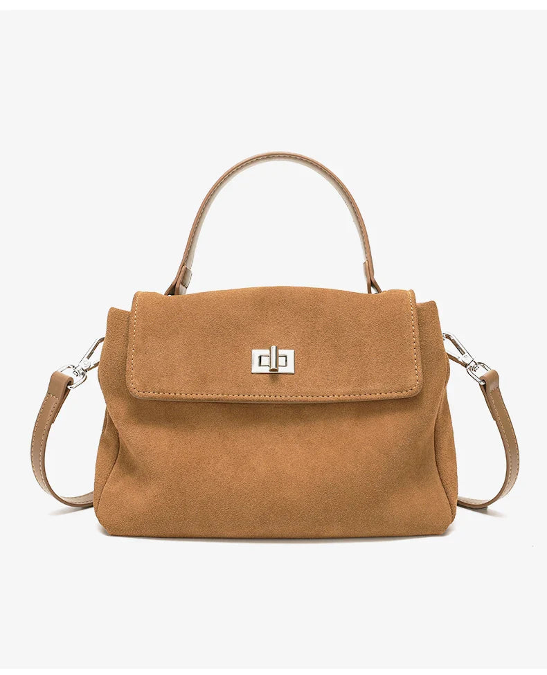 2026 NEW Autumn winter women's Natural Suede leather Crossbody Bag luxury designer Genuine Leather commuting messenger bag