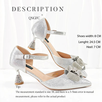 Spot Goods Nigeria High Quality Heels Pumps And Bag Handmade Flowers Fashion Design For Nigeria Wedding Party