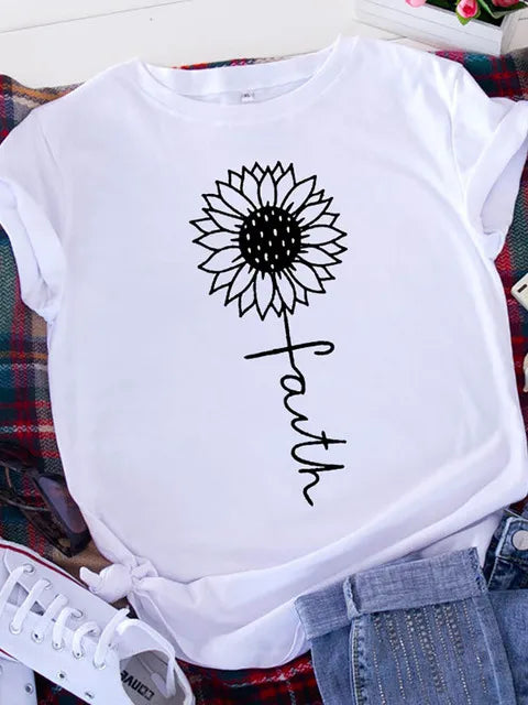 American Retro Letters Love White T-shirt Women Short Sleeve Round Neck Loose Large Size Casual Top Oversized