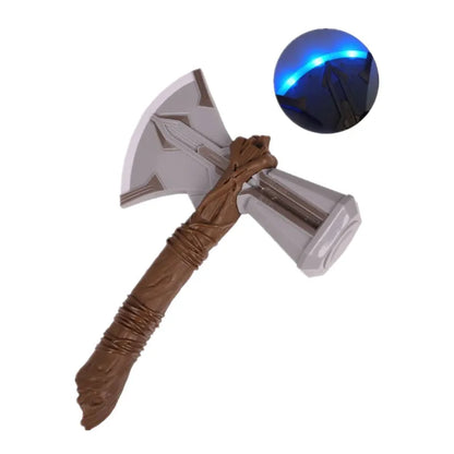 Kids Thor Superhero Cape Costume with Mask Jumpsuit for Halloween Cosplay Party Boys Girls Holiday Dress Up with Plastic Hammer