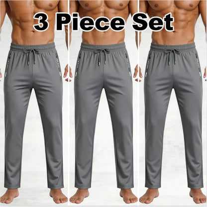 2-Pack Men's Quick Dry Ice Silk Sports Pants, Elastic Waist, Plus Size, Lightweight for Summer Fitness, Hiking & Running