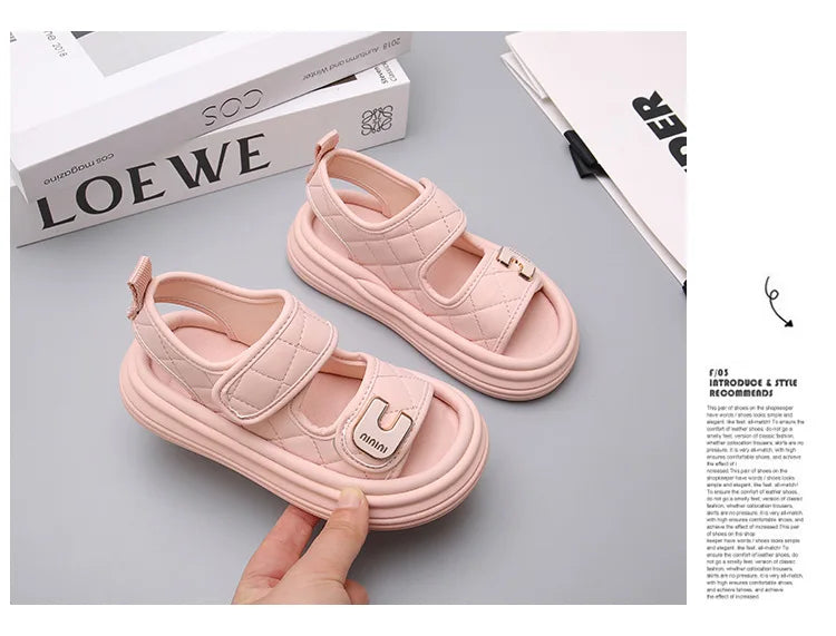Children Summer Sandals Baby Anti-slip Wearable Summer Shoes Girls Solid Color Hook Sandals Boys Breathable Beach Sandals