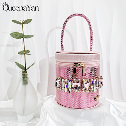 Fashionable New Gold Open Toe Women's Sandals with Matching Bucket Bag Set Perfect for Weddings and Parties