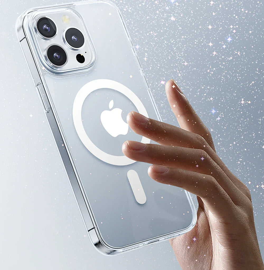 Magnetic Transparent Case For iPhone 15 14 13 Pro Max Case For Magsafe Wireless Charge Shockproof Cover Anti-fall