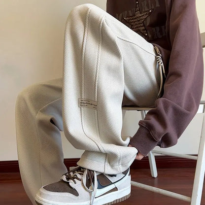 High-street cool pineapple plaid straight-leg wide-leg pants for men, casual outdoor party loose floor-length pants