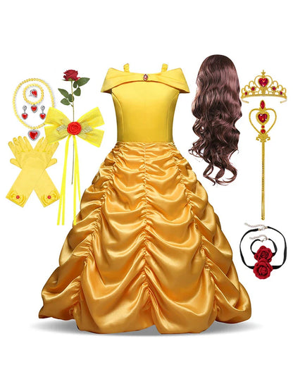 England Style Deluxe Princess Costume Carnival Apparel Birthday Party Carnival Beauty and The Beast Belle Cosplay Dress