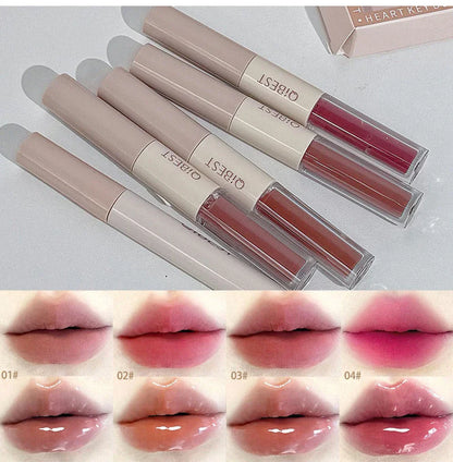 Multipurpose Makeup Set 4pc Double Head Lip Glaze, Face Pressed Powder,Blusher,Eyeshadow, Eyebrow Pencil,Eyeliner,Lip Oil
