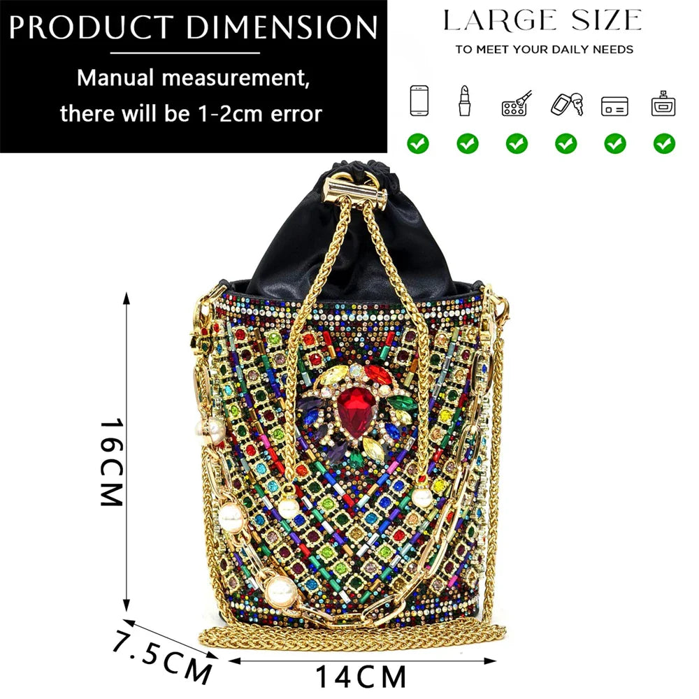 Girly Style Pointed Toe Wedding Shoes and Bag Full Diamond Decoration Metal Closure Bag Italian Design 2024