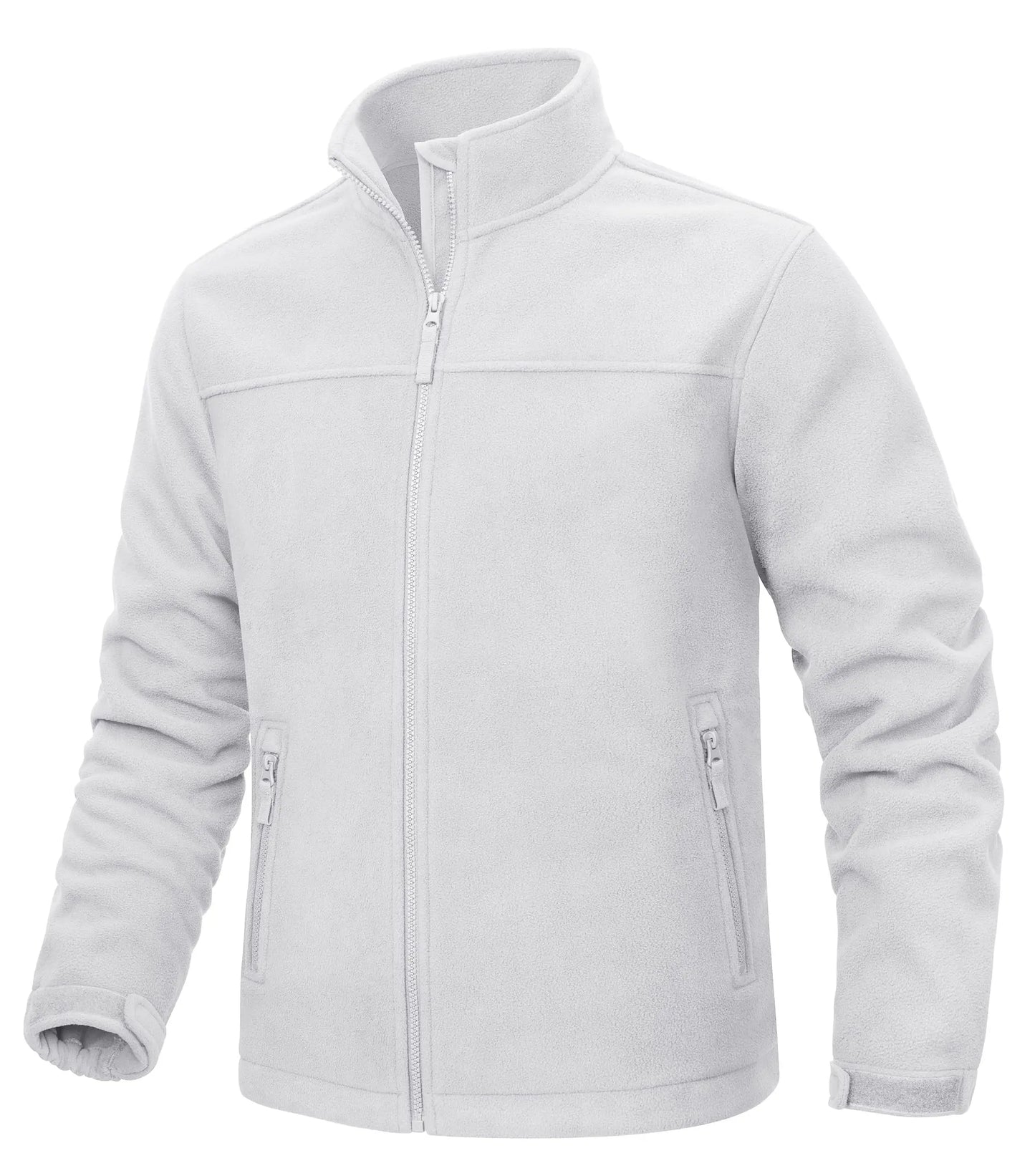 Winter Fleece Jackets Mens Full Zip Stand Up Work Jacket Coats Zipper Pockets Hiking Jacket Outdoor Windbreaker