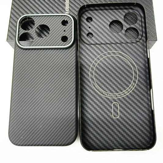 Genuine Aramid Carbon Fiber Mag Safe Magnetic Case For iPhone 17 Pro Max 17Pro Matte Camera Hole Thin Hard Armor Cover