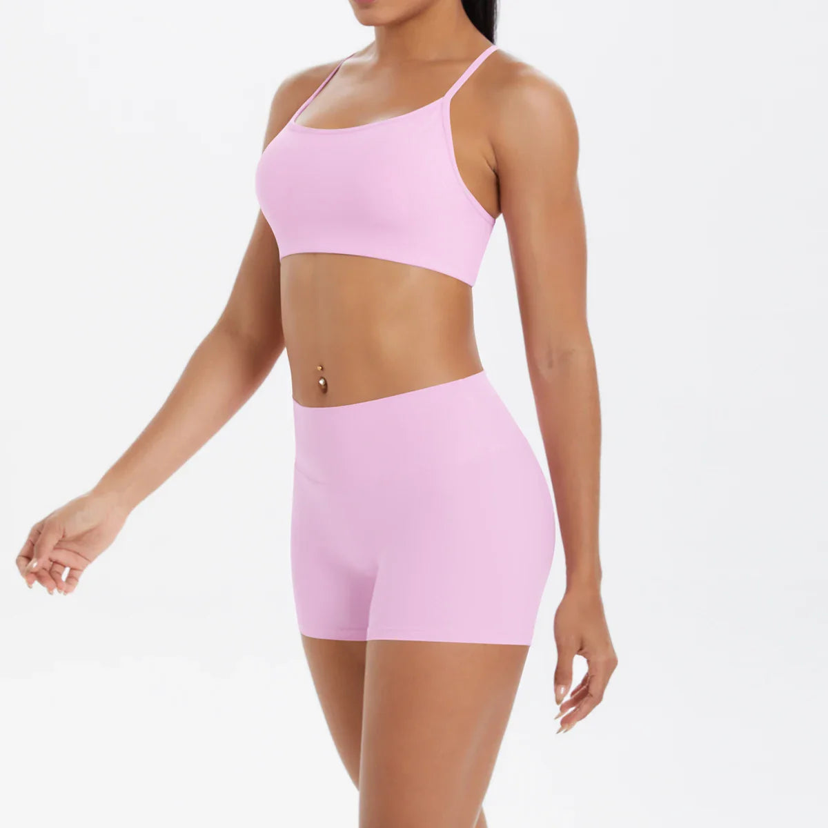 2PCS Yoga Clothes  Halter Yoga Top Set Fitness Gym Suit Crossover Back Sports Underwear Workout Gym Shorts Fitness High Waist