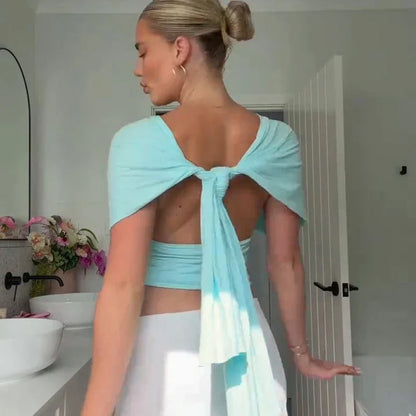 Halter Neck Backless Sexy Vest Women's Summer Slim Strappy Fashion Elasticity V-Neck Vest Solid Vacation Party Female Top 2026