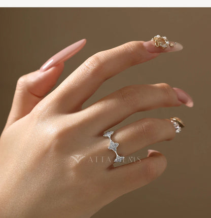 Lucky Clover Flower Moissanite Rings Women S925 Sterling Silver Starlight Diamond Wedding Ring 2026 Mother's Day Gift