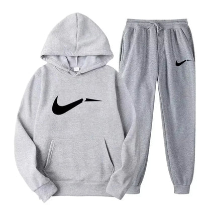 Men's fashionable pure cotton hooded sweatshirt set - Korean style trendy casual sportswear, loose fit, slimming effect