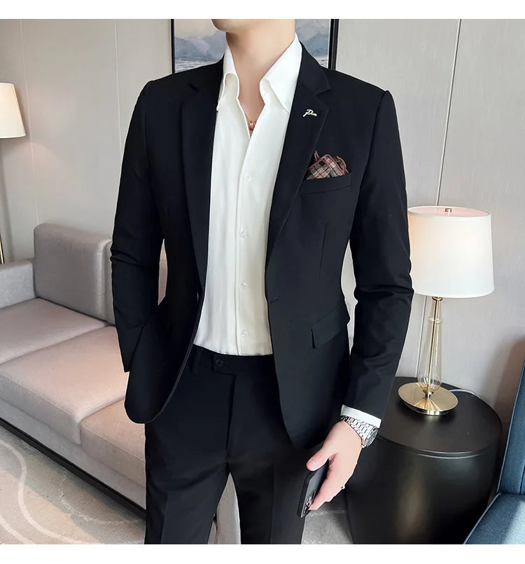 Terno Masculino Casual de Escritório Noivo Casamento Blazer Calça Social