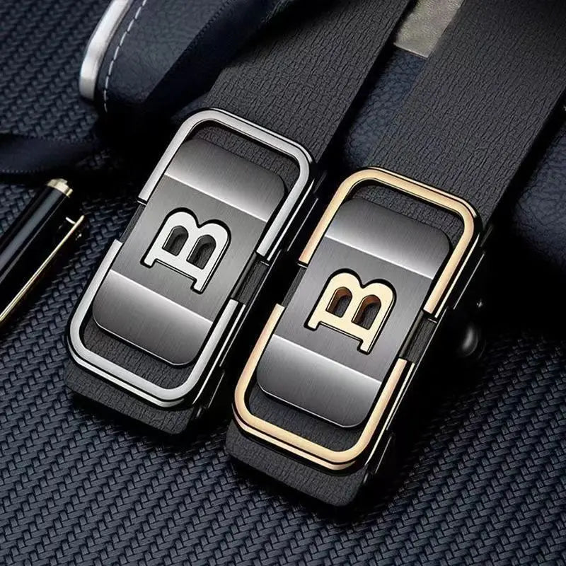 New Fashion Men's Belt Toothless Automatic Buckle Belt Alloy Letter Button for Business Fashion High Quality Men'Strap