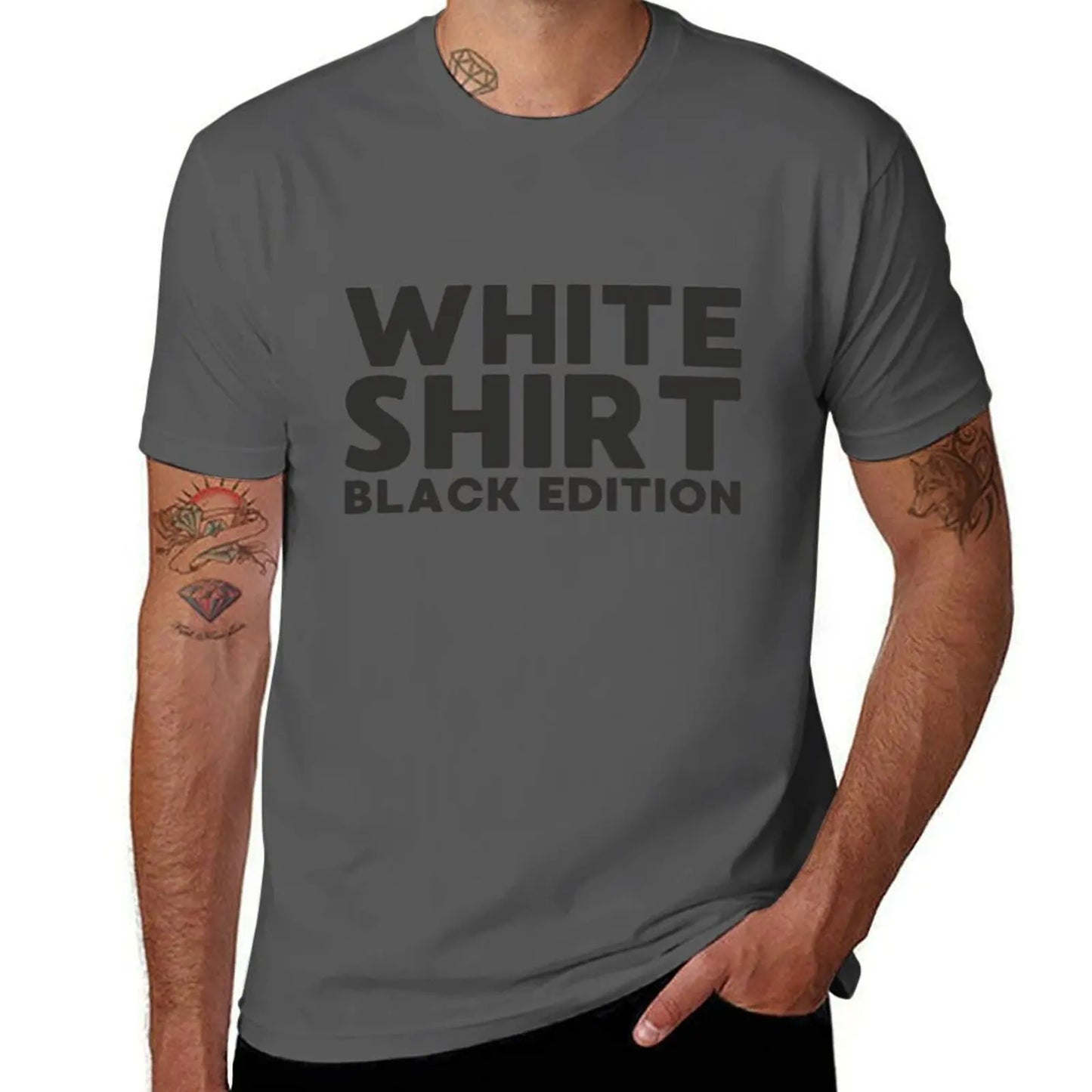 White Shirt Black Edition T-Shirt anime figures heavyweights cheap stuff Men's cotton t-shirt