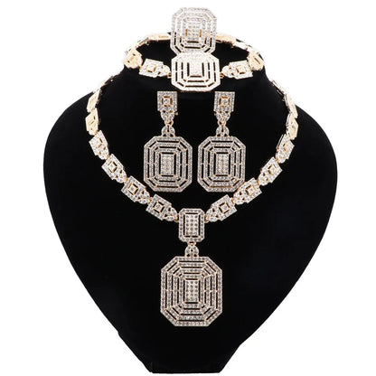 Silver Plated Jewelry Sets For Women Necklace Earrings Bracelet Ring Dubai African Indian Bridal Accessory