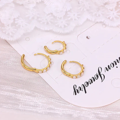 6 8 10mm 925 Sterling Silver Opal Round Piercing Huggie Hoop Earrings for Women Fine Jewelry Accessories Pendientes 1pc