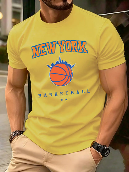 New York Basketball Game Print Men T Shirts Hip Hop O-Neck T-Shirt Soft Cotton Male Sportswear Casual Comfortable Clothes