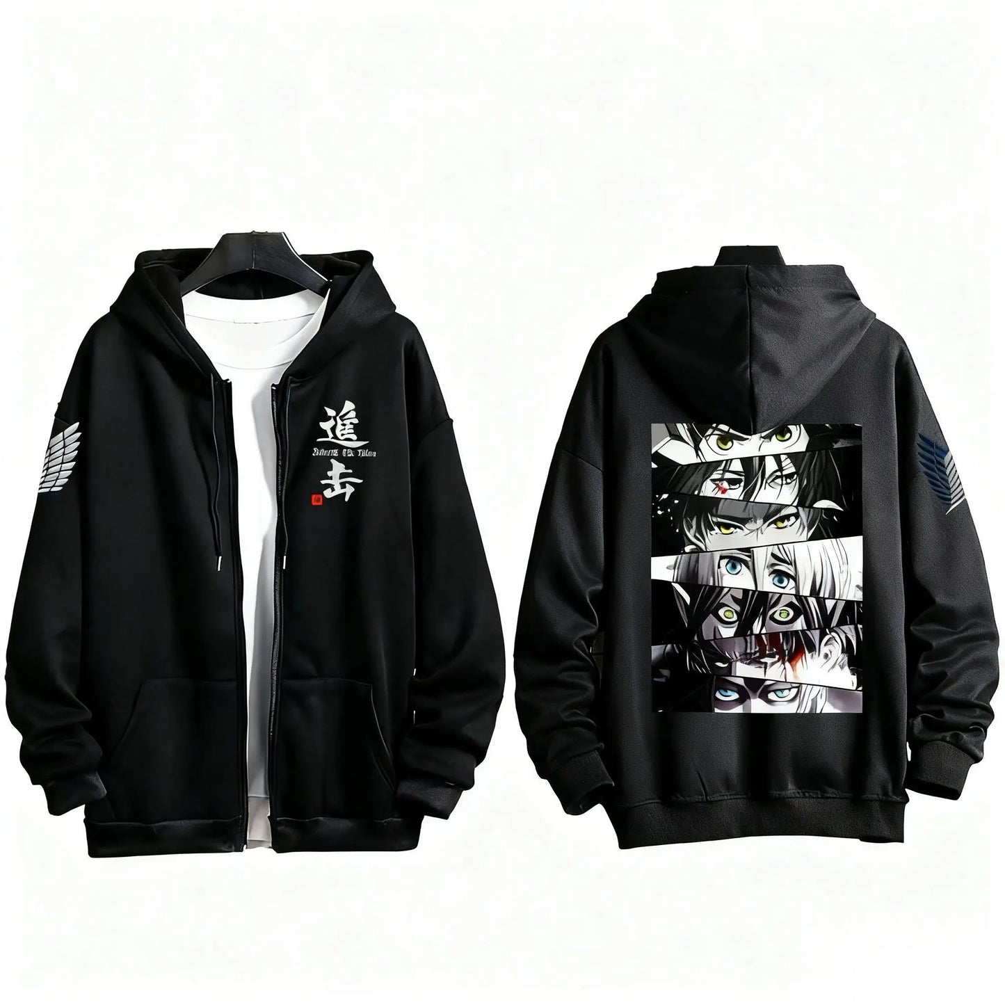 Japanese Anime Print Zip Up Hoodie Men Women Sweatshirt Streetwear Oversized Casual Long Sleeve Jacket Cosplay Spring Autumn New