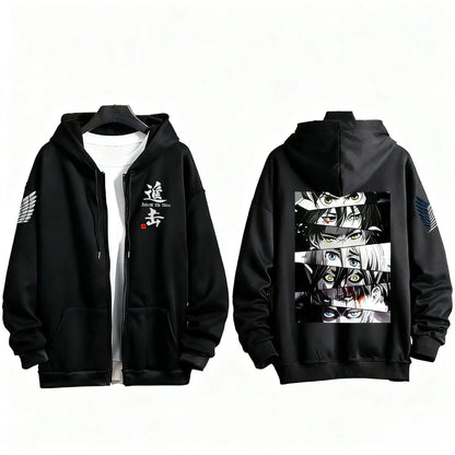 Japanese Anime Print Zip Up Hoodie Men Women Sweatshirt Streetwear Oversized Casual Long Sleeve Jacket Cosplay Spring Autumn New