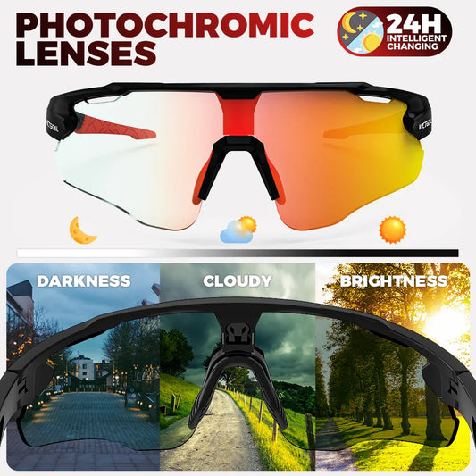 Photochromic Cycling Sunglasses for Men Women Sports UV400 Protection Bicycle Eyewear MTB Mountain Road Bike Eyeglass