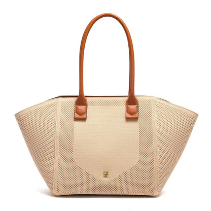 Women's Tote Bag Summer New Fabric Hollow Design Large Capacity Beach Bag Women's Outdoor Storage