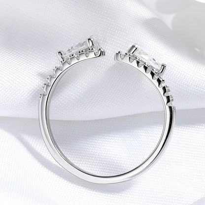 Double Pear Cut Moissanite Rings for Women Adjustable 5-9 Size Lab Diamond Wedding Female Jewelry 925 Sterling Silver