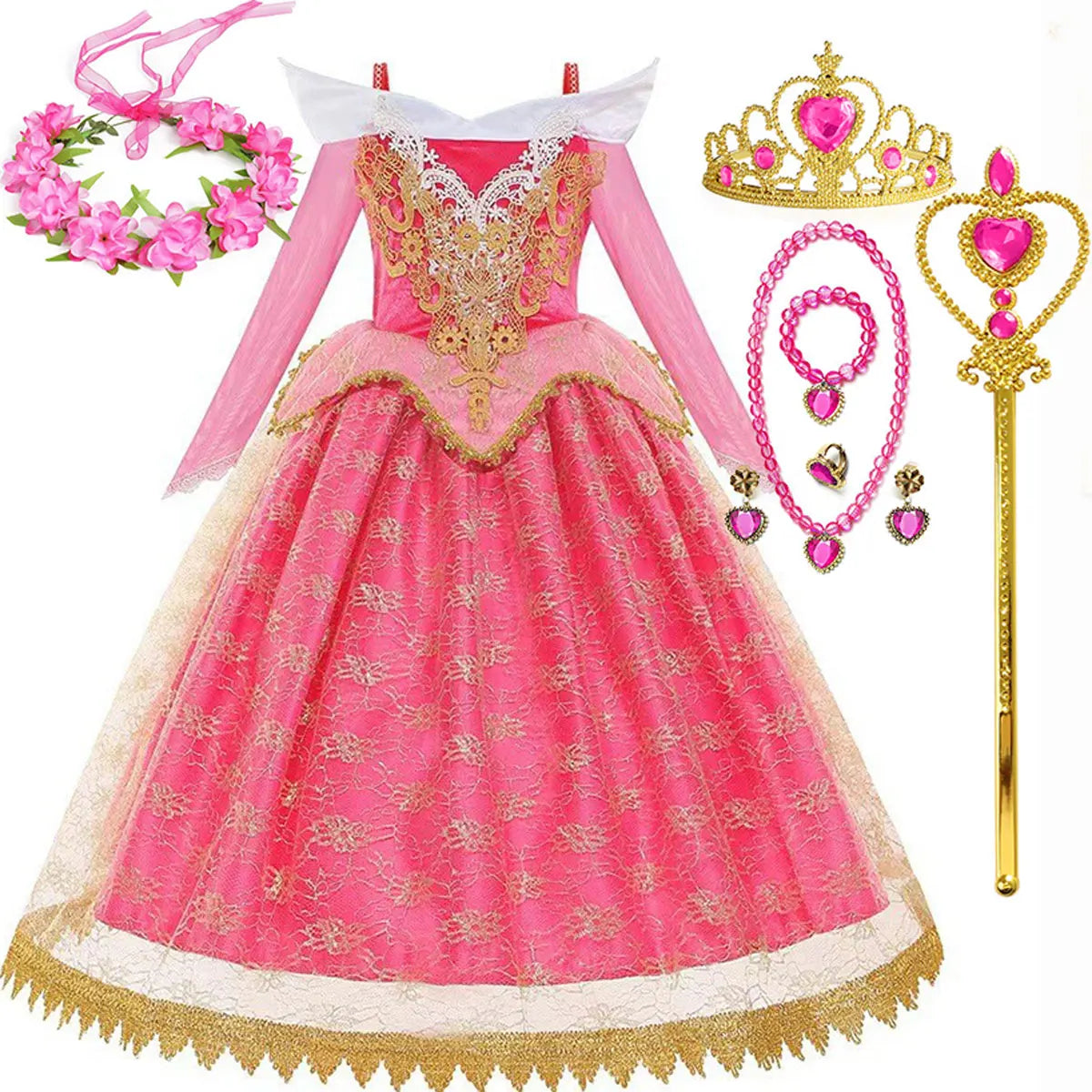Girls Sleeping Beauty Aurora Cosplay Princess Dress Kids Rapunzel Frozen Elsa Cinderella Costume Party Clothing 2-12Years