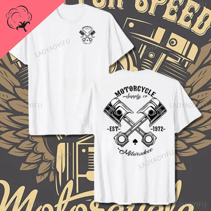 Crossed Pistons Mechanic Garage Engine Graphic T-shirt Summer Cool Men Cotton Tee Shirt All-Match Hipster Streetwear Man T-shirt