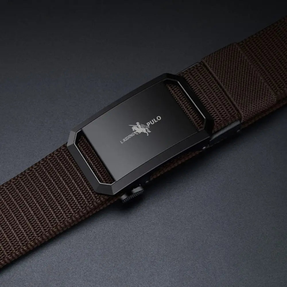 Men Business Belt Nylon Canvas Belt Black Automatic Buckle Belt Casual Simple Wild Style Trendy Jeans Belt